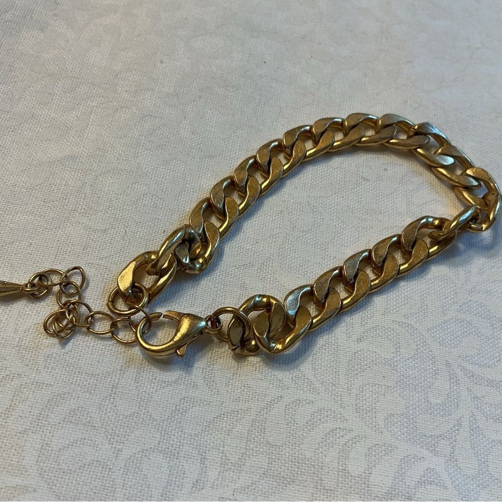Goldtone Curb Chain Bracelet Adjustable